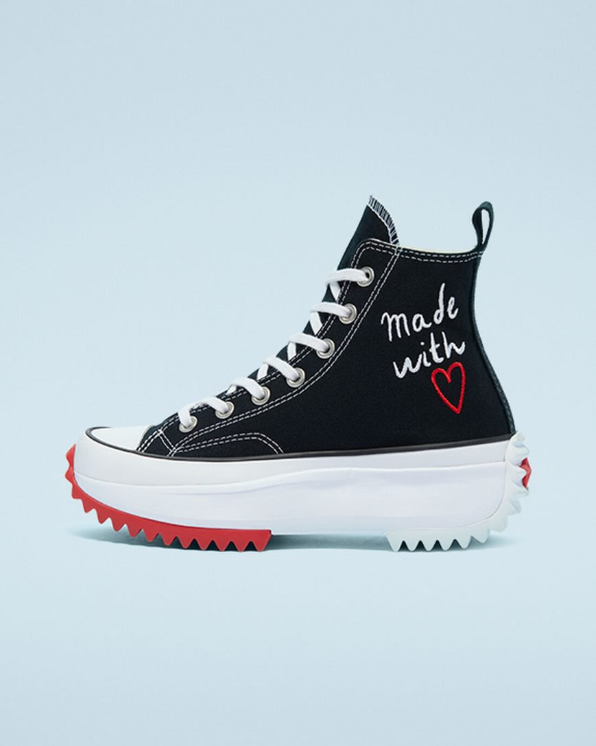 Women's Converse Run Star Hike Made With Love High Top Platform Shoes Black / White / Red | AU 143E5W